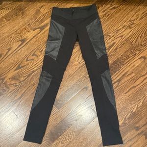 BCBGMaxAzria “Mari” Faux Leather Panel Leggings in Black